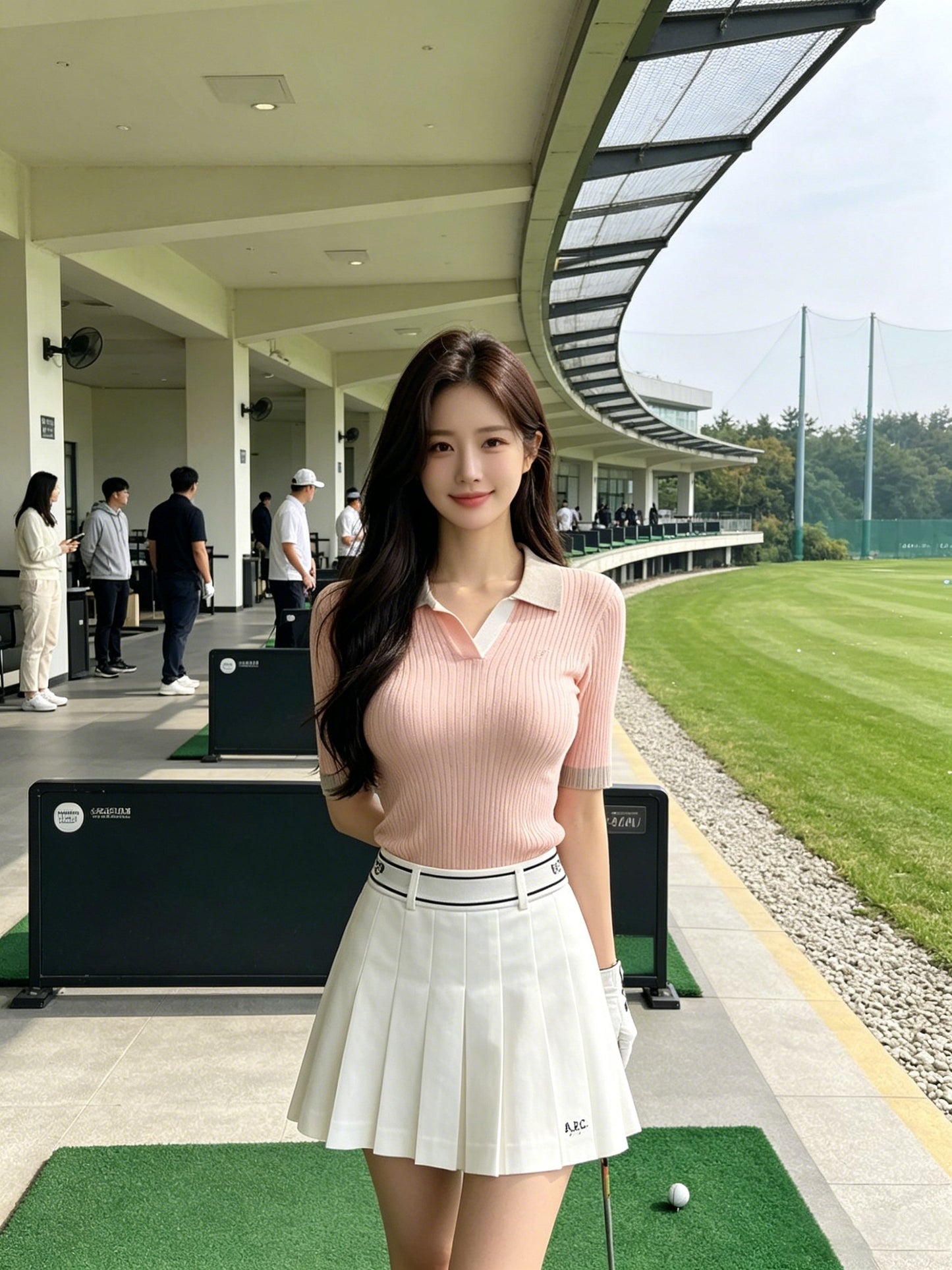 마이골프 / 골프 봄여름 쿨감 컬러대비 골지 니트
