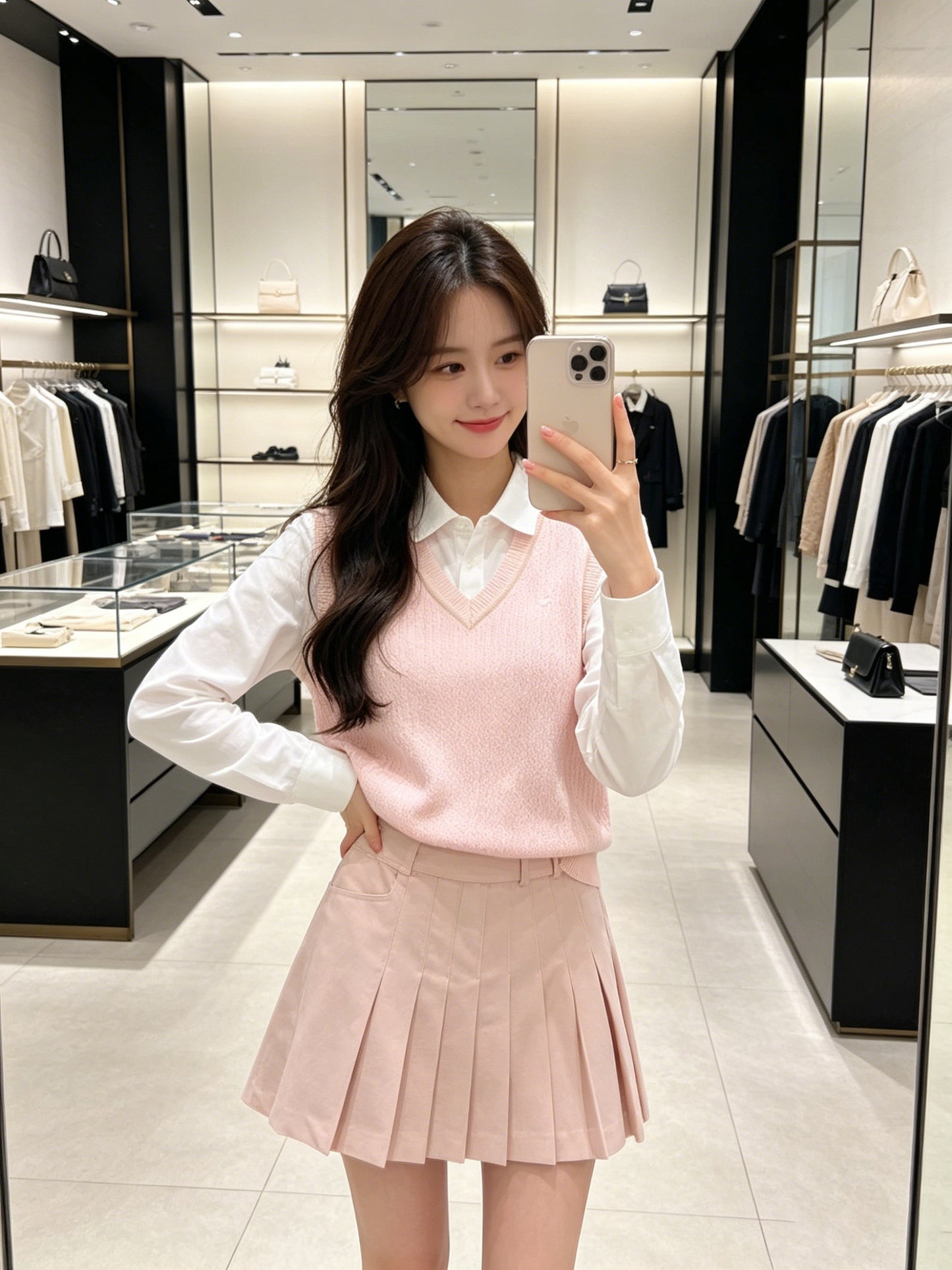 마이골프 / 골프 봄여름 니트 잉글리쉬 스쿨룩 브이넥 조끼
