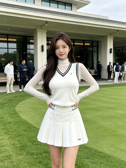 마이골프 / 골프 봄여름 니트 잉글리쉬 스쿨룩 브이넥 조끼