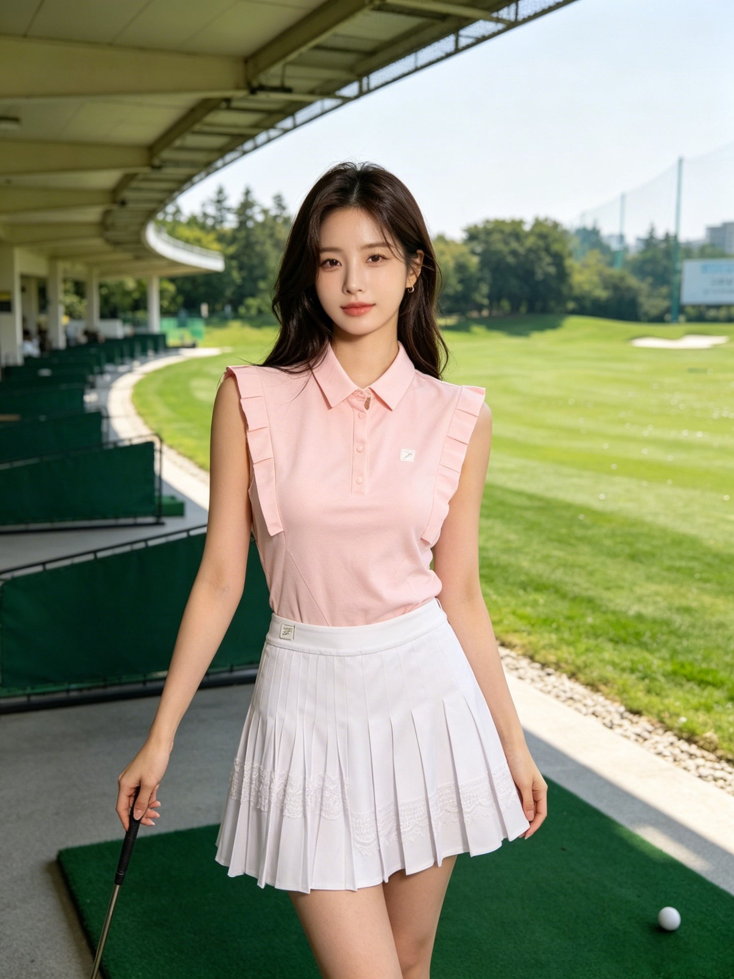 마이골프 / 골프 봄여름 레이스 프릴 플리츠 치마