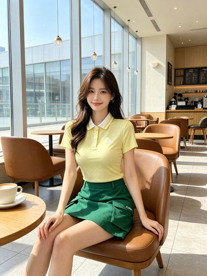 마이골프 / 골프 여름 쿨속건 도트 프린트 폴로셔츠