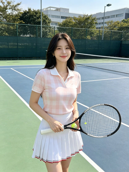 마이골프 / 골프 봄여름 체크 자카드 쿨감 니트