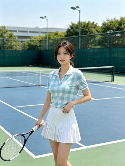 마이골프 / 골프 봄여름 체크 자카드 쿨감 니트