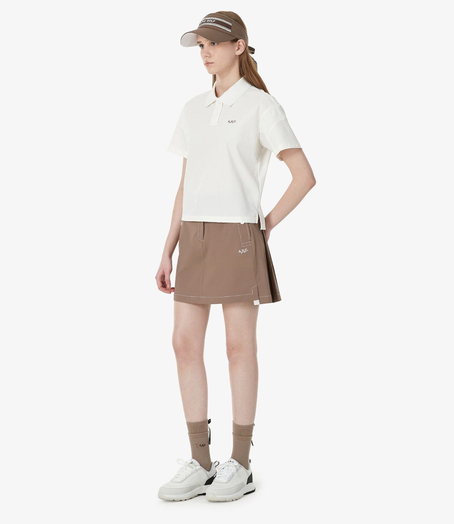 한국골프 / 골프 26SS 봄 신상 여성 칼라 하프버튼 로고 단색 활용 높은 반팔 티셔츠