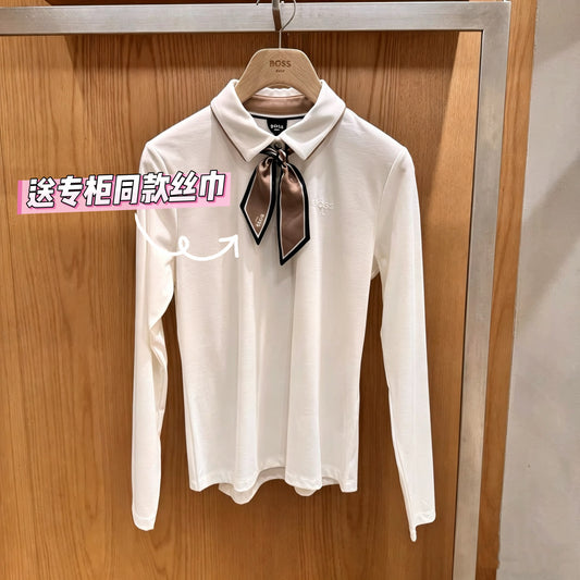 한국골프 / 골프 허리 라인 잡힌 긴팔 폴로 셔츠