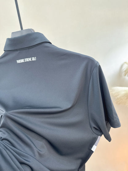 한국골프 / 골프 얇은 소재 속건 패치 니트 반팔 티셔츠