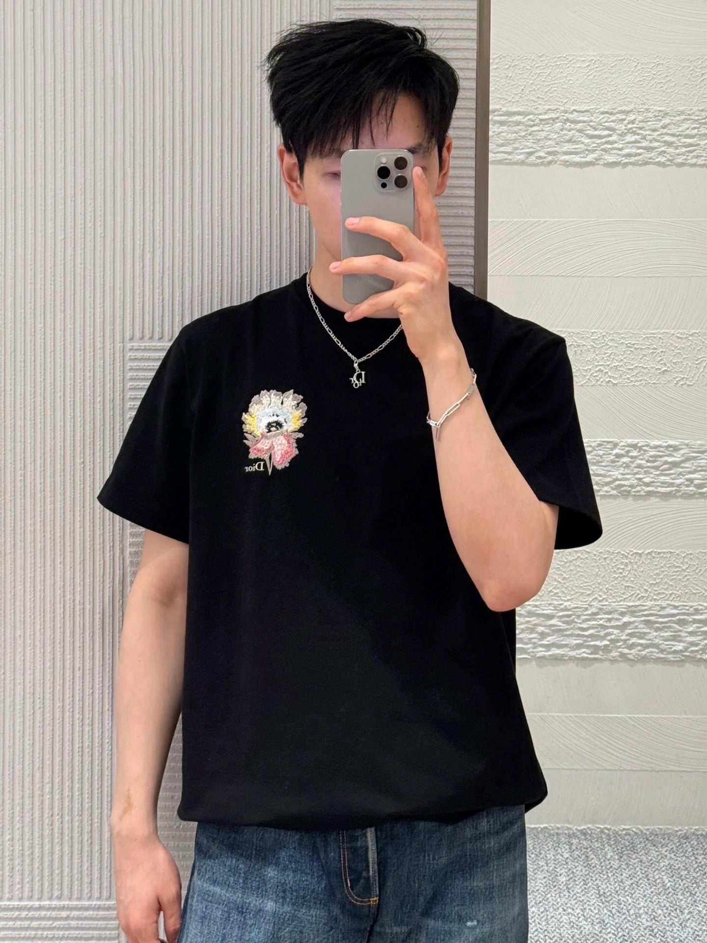 V공장 / 디올 야생 무늬 반팔 티셔츠