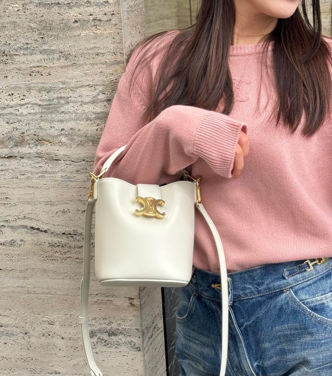 백경공장 / 셀린느 미니 스무스 소가죽 핸들 버킷 백