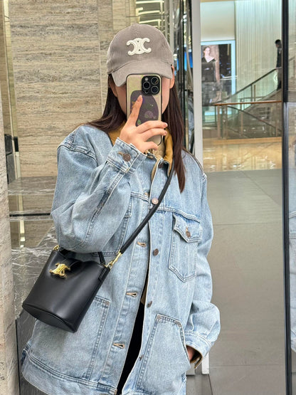 백경공장 / 셀린느 미니 스무스 소가죽 핸들 버킷 백